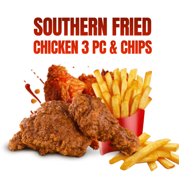 Southern fried chicken 3 Pcs Chicken And Chips